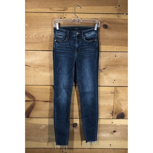 Judy Blue Skinny Fit Ankle Frayed Jeans Womens Size 3/26 Distressed Denim Blue - Picture 1 of 12